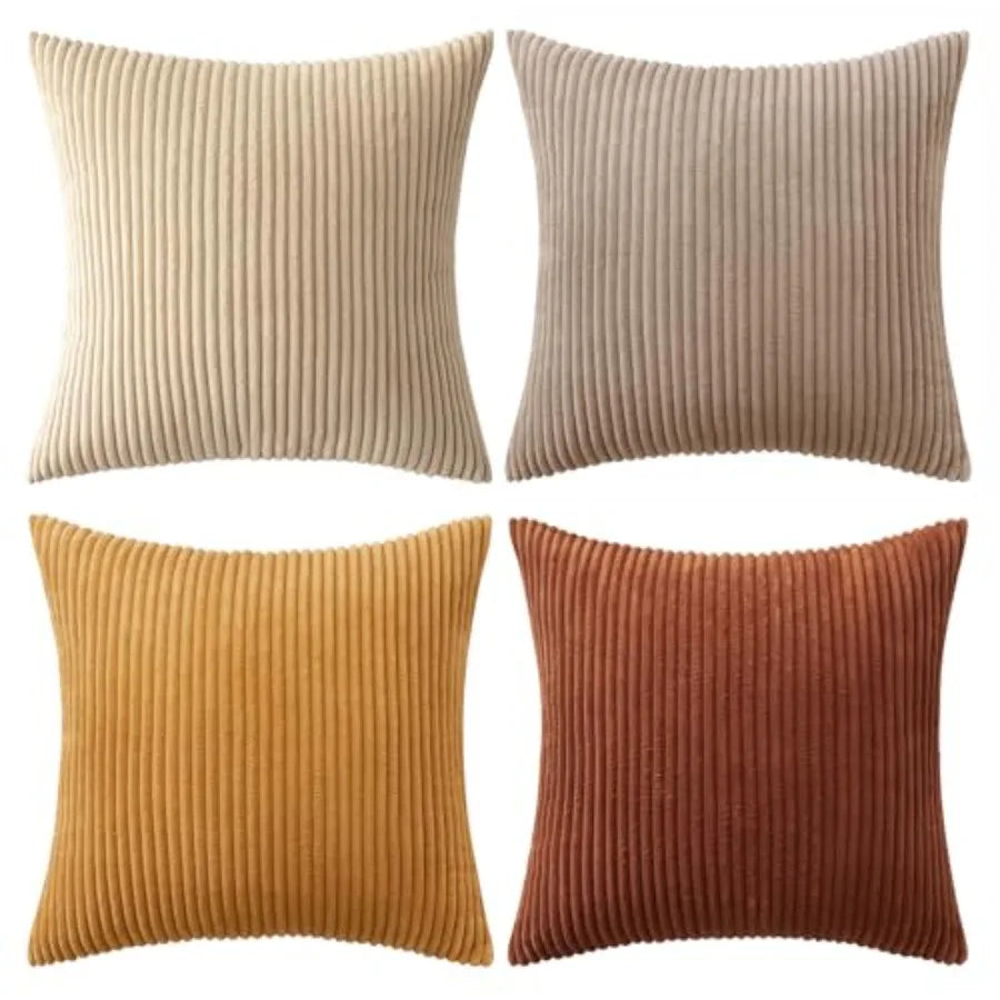 Boho Farmhouse Throw Pillow Covers Set Of 4 Corduroy Cushions