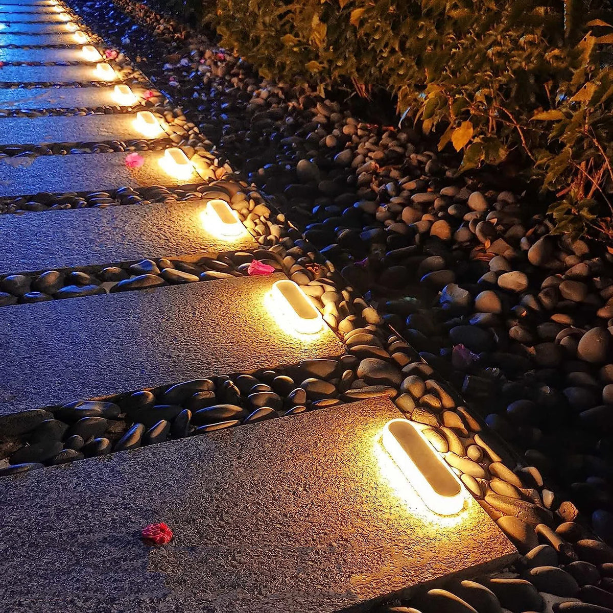 Solar Deck Lights 4 Pack IP68 Waterproof Automatic Garden Path