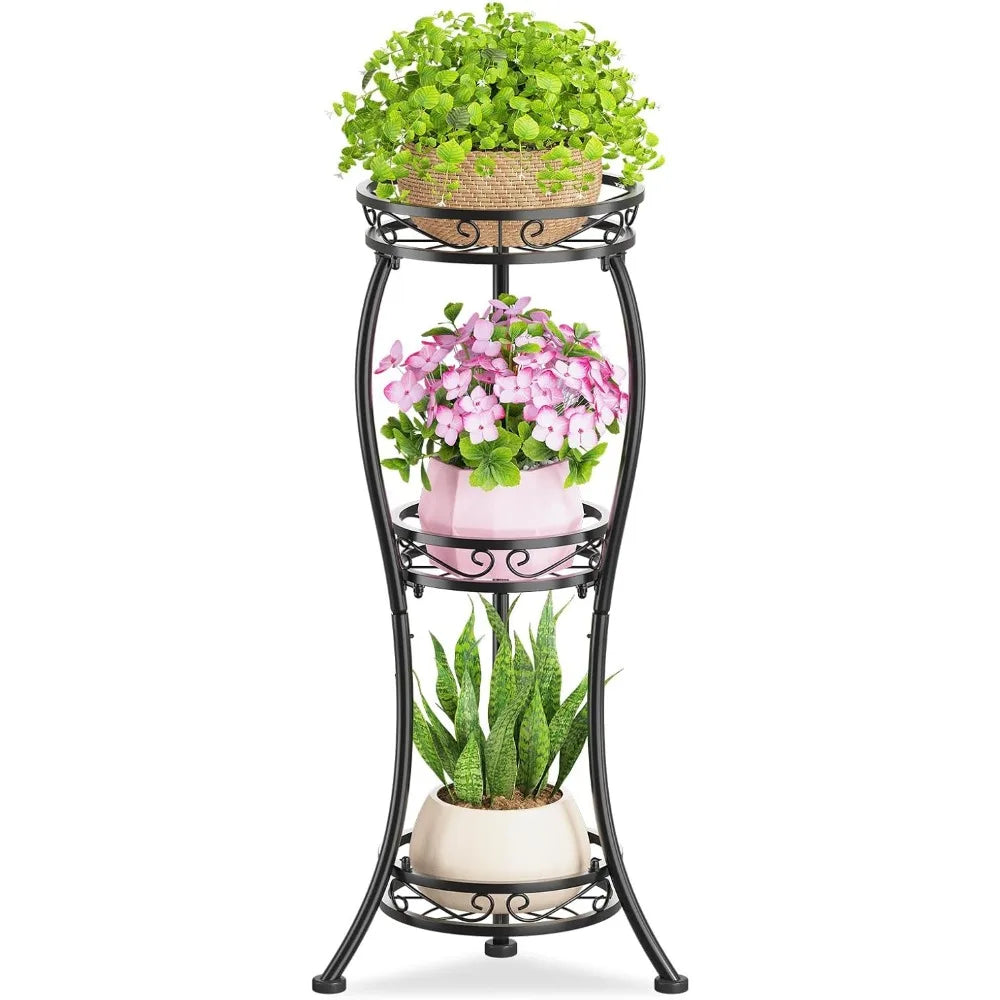 NBVCX Three Tier Metal Plant Stand Indoor Outdoor Rustproof