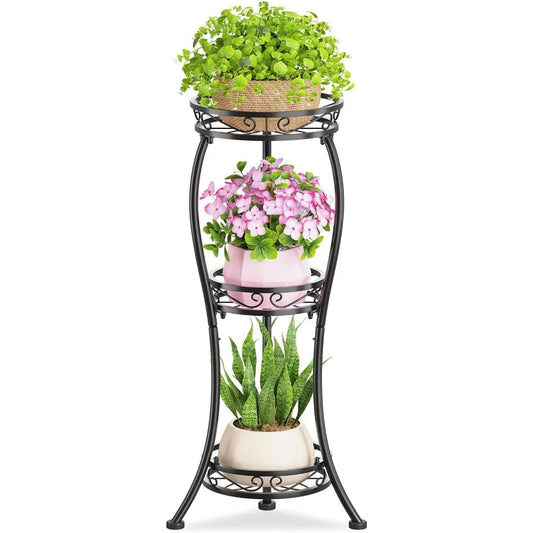 NBVCX Three Tier Metal Plant Stand Indoor Outdoor Rustproof