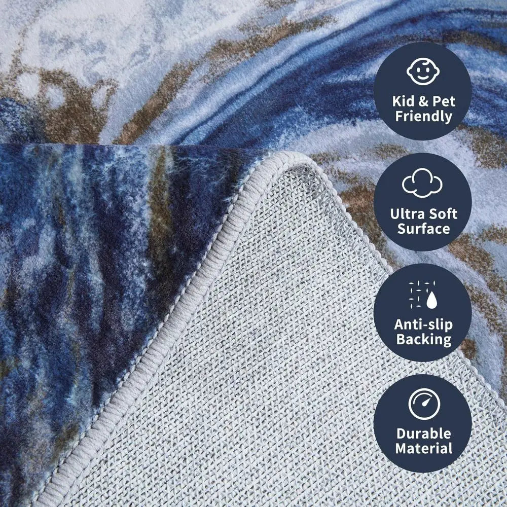Modern Abstract Rug For Living Room Stain Resistant Machine Washable