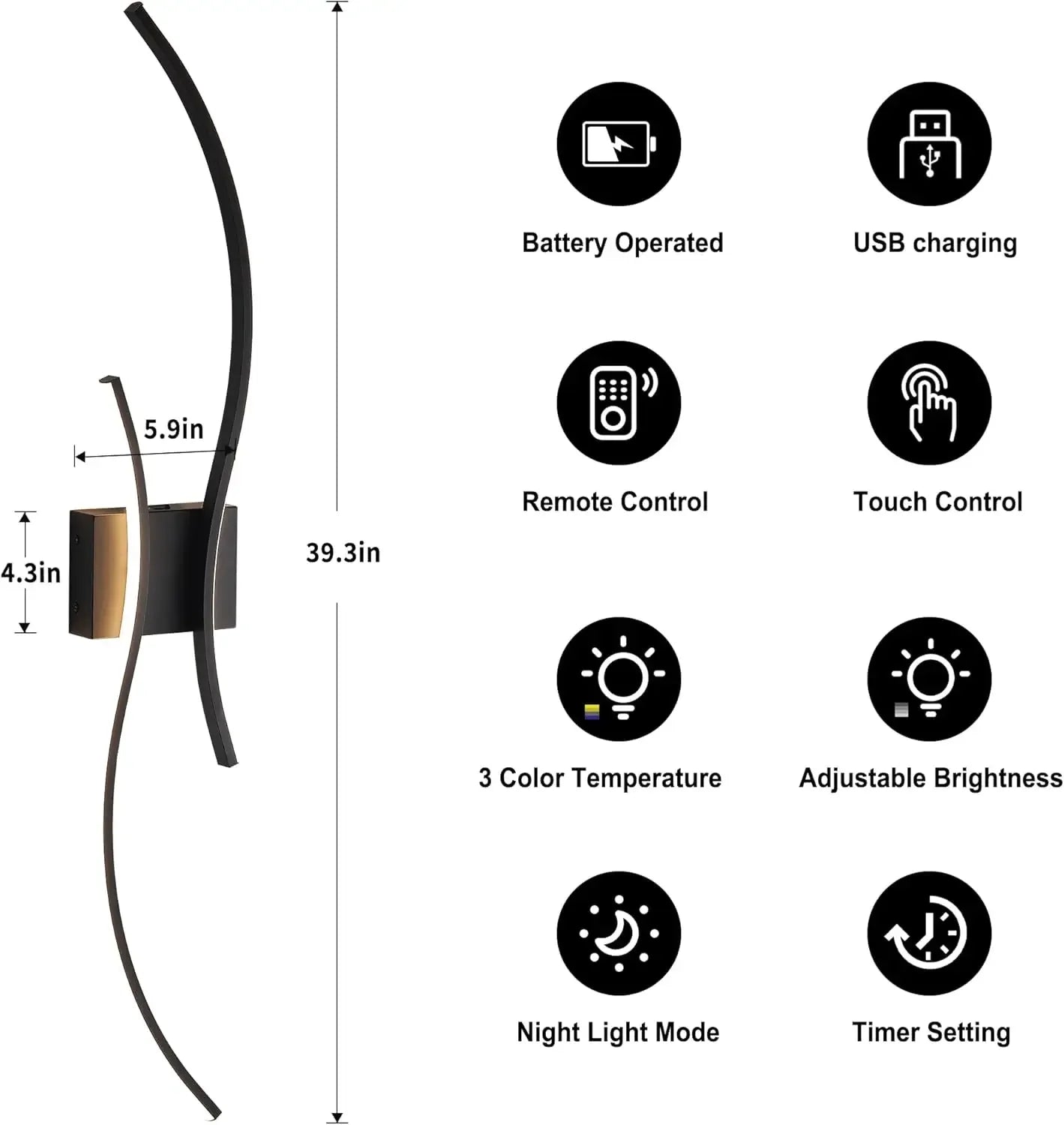 Battery Operated LED Wall Sconces Set Of Two With Remote