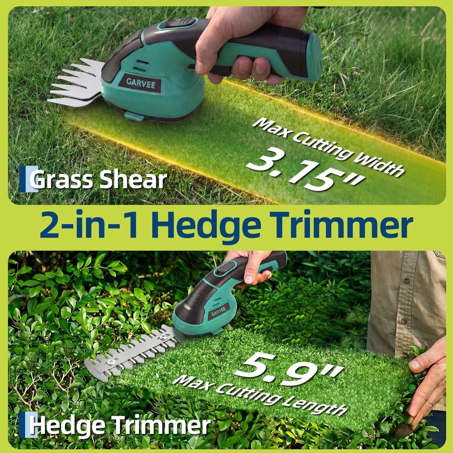 TWISTER.CK Versatile Wireless 2-in-1 Grass Shear And Shrub Trimmer