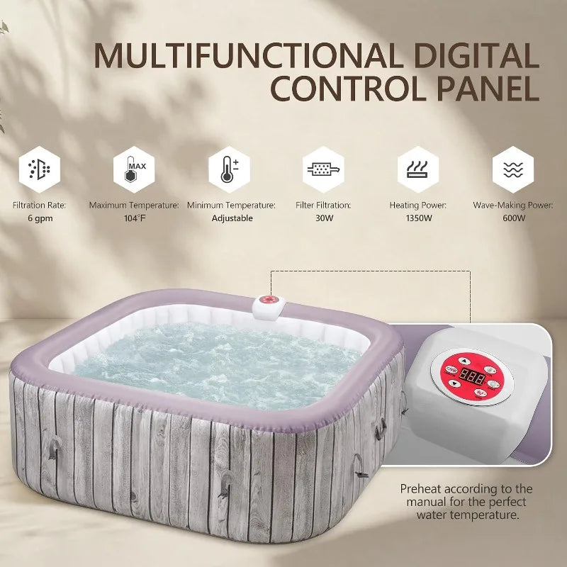 UHOMEPRO Inflatable Hot Tub With 130 Massage Jets And Cover