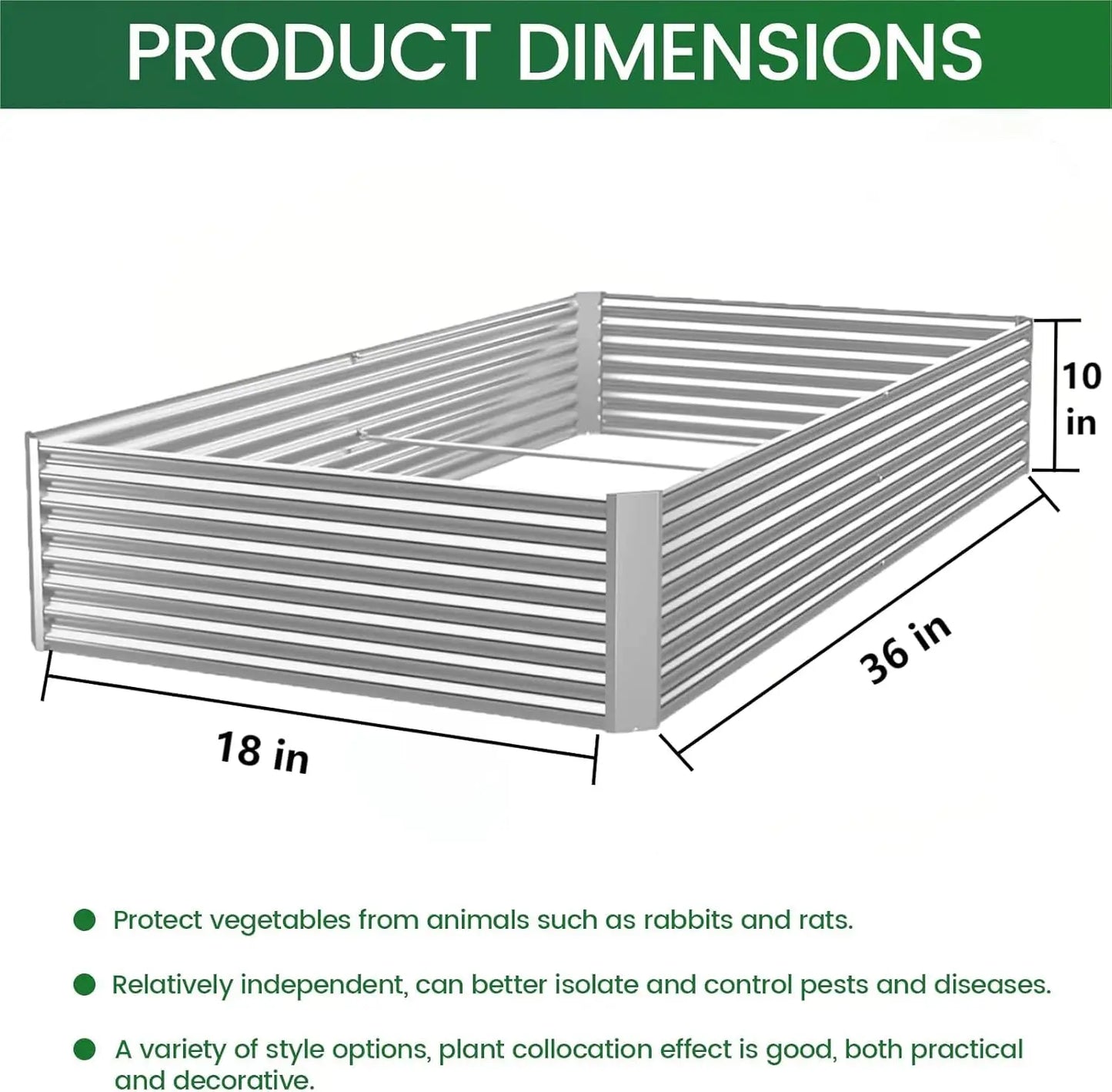 3-Piece Galvanized Raised Garden Bed For Vegetables And Flowers
