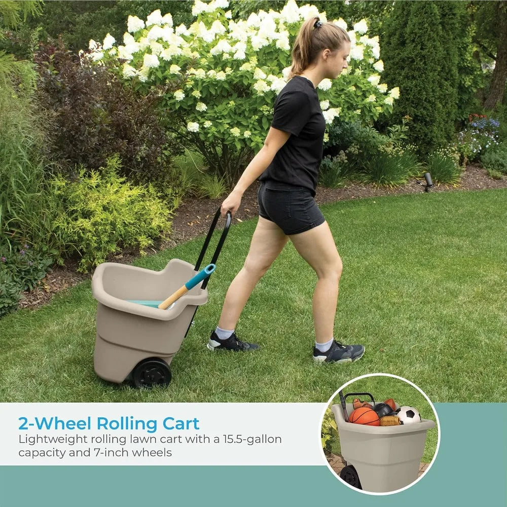 Lightweight Resin Utility Cart On Wheels For Gardening And Home
