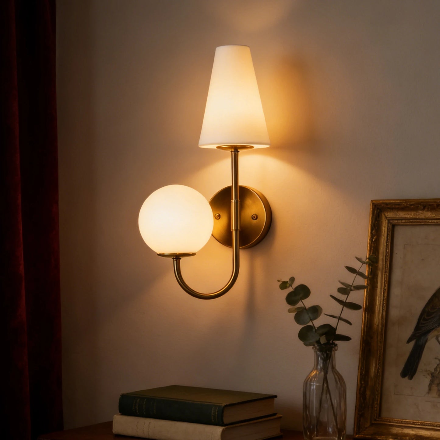 Tribesigns Double-Headed Wall Sconce With Glass Shade