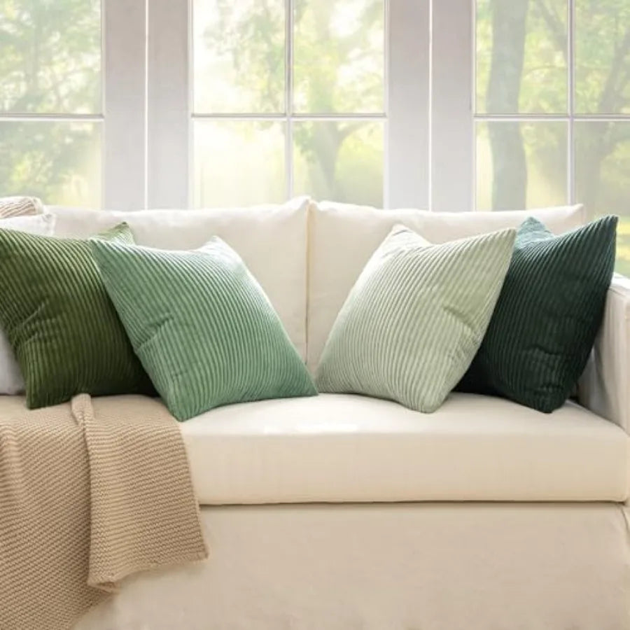 Boho Farmhouse Throw Pillow Covers Set Of 4 Corduroy Cushions
