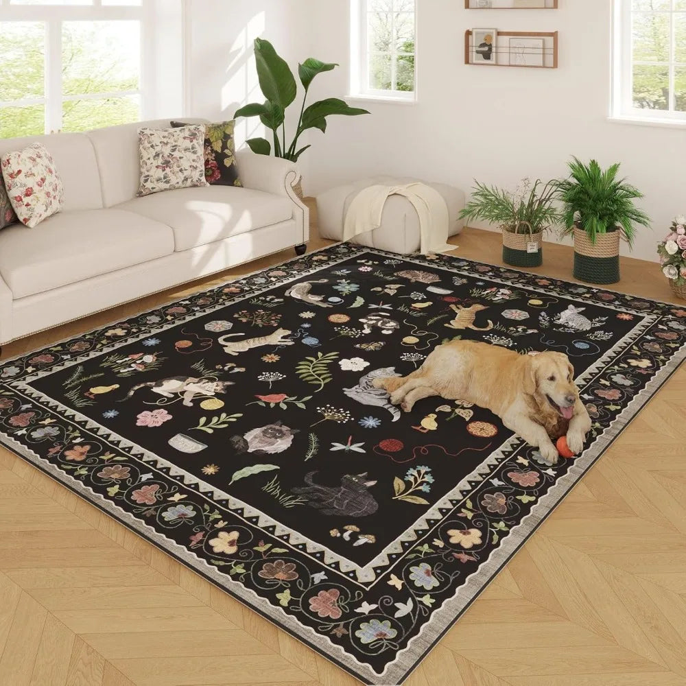 Rugcomf Machine Washable Boho Non Slip Cotton Area Rug