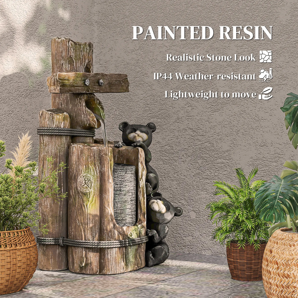 Outdoor Three Tier Waterfall Fountain With LED Lights And Pump