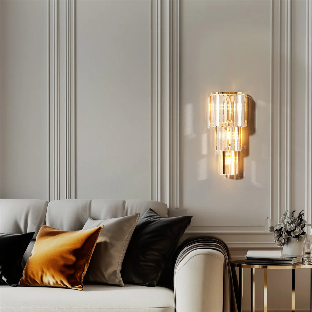 Luxury Crystal Wall Lamp Three Layer Sconce With E14 LED