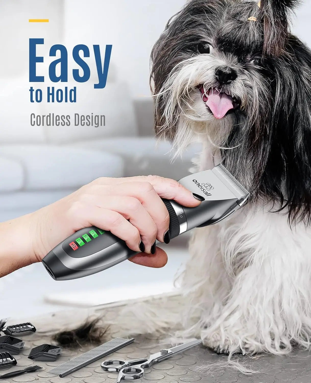 2-in-1 Cordless Pet Grooming Kit: Quiet Clippers, Paw Trimmer