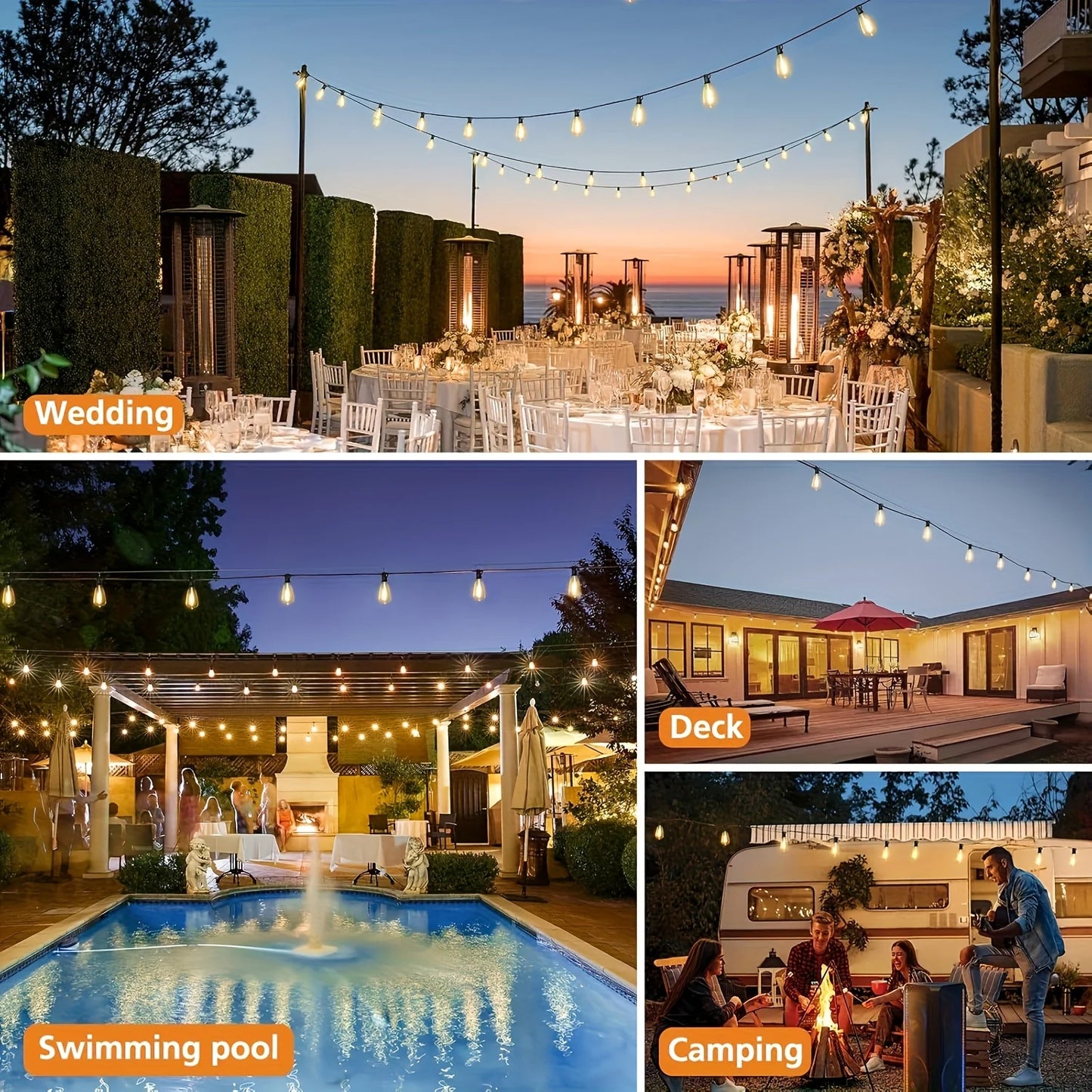 LED Outdoor String Lights ST38 For Patio Porch Garden Waterproof