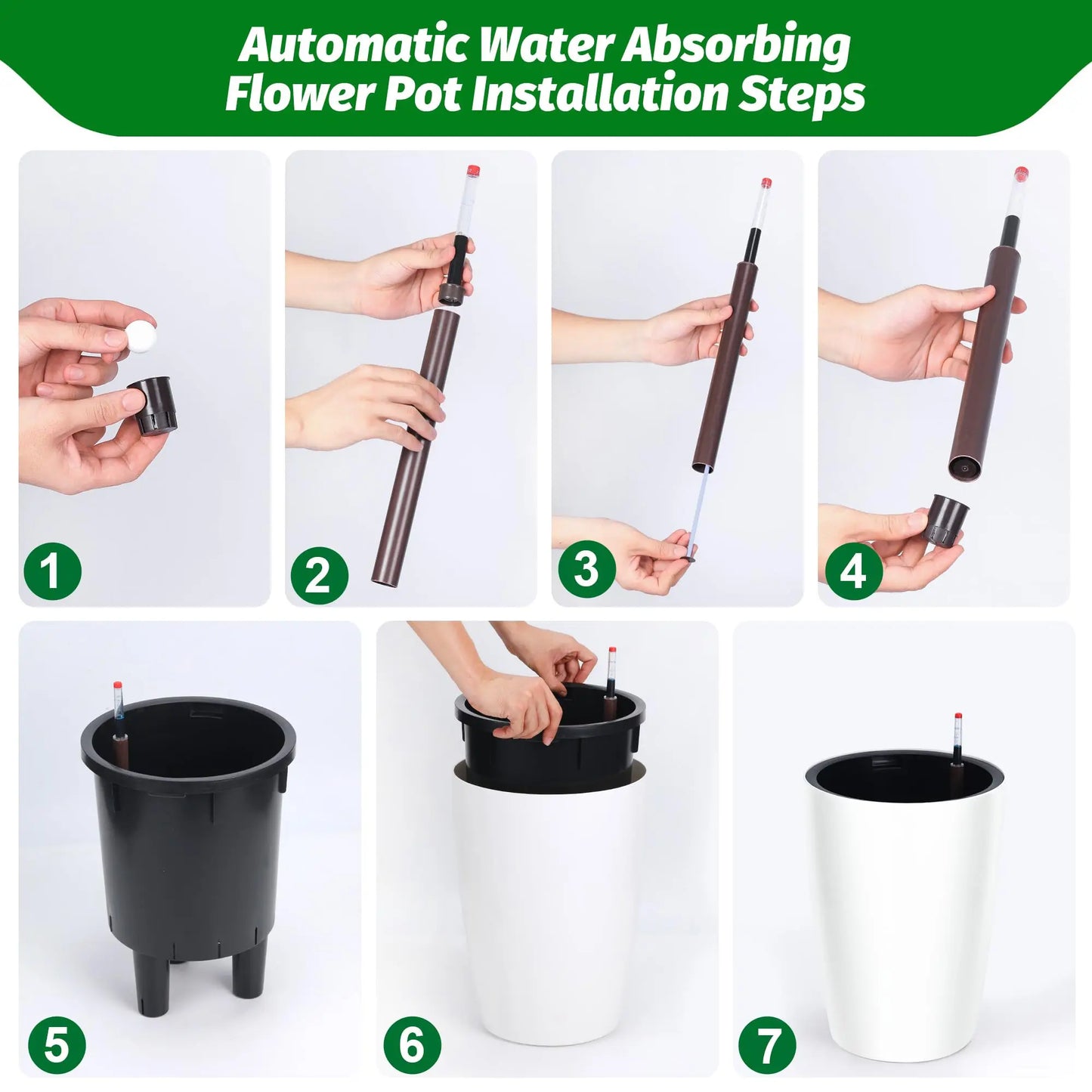 HiMISS Self Watering Planters Two Pack With Water Level Indicator