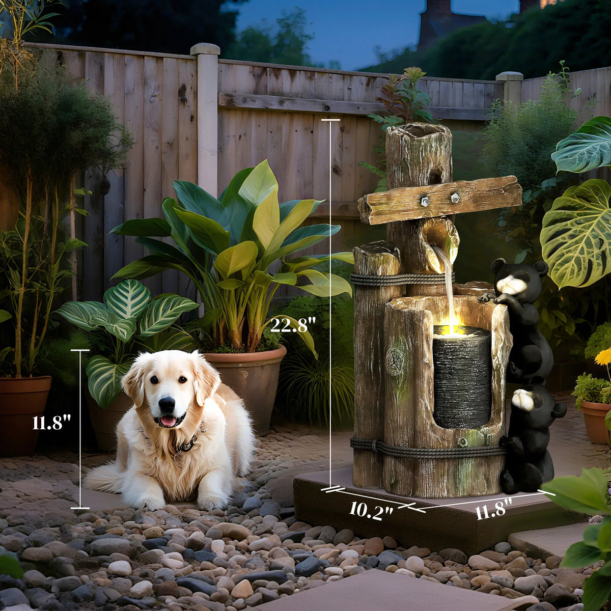 Outdoor Three Tier Waterfall Fountain With LED Lights And Pump