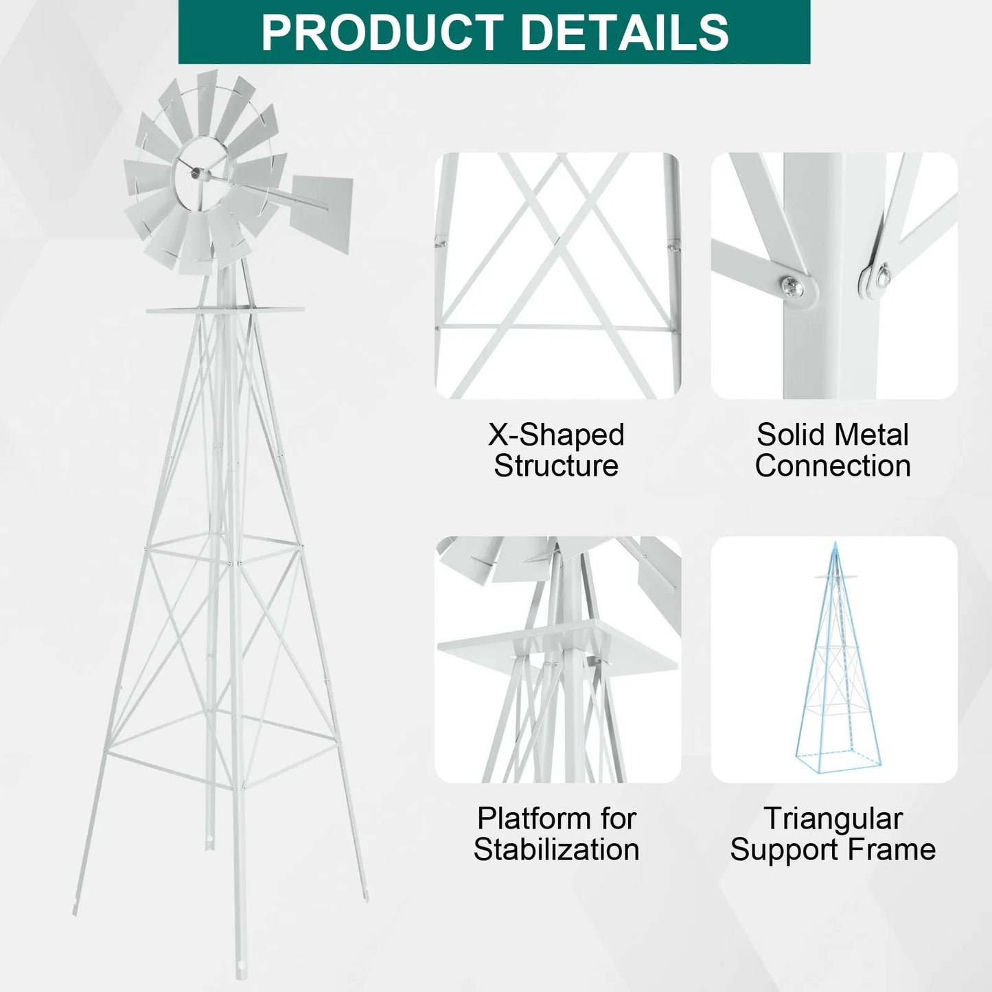 Weather Resistant Garden Windmill Iron Yard Decoration