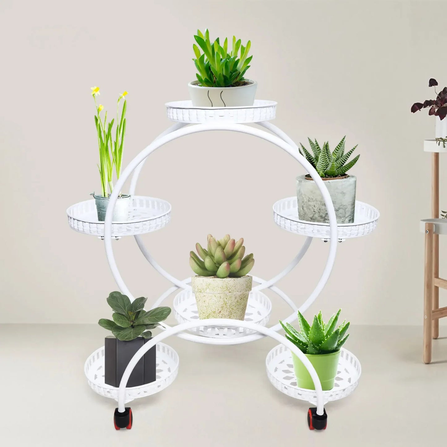 Metal Plant Stand For Six Pots Indoor Outdoor Garden
