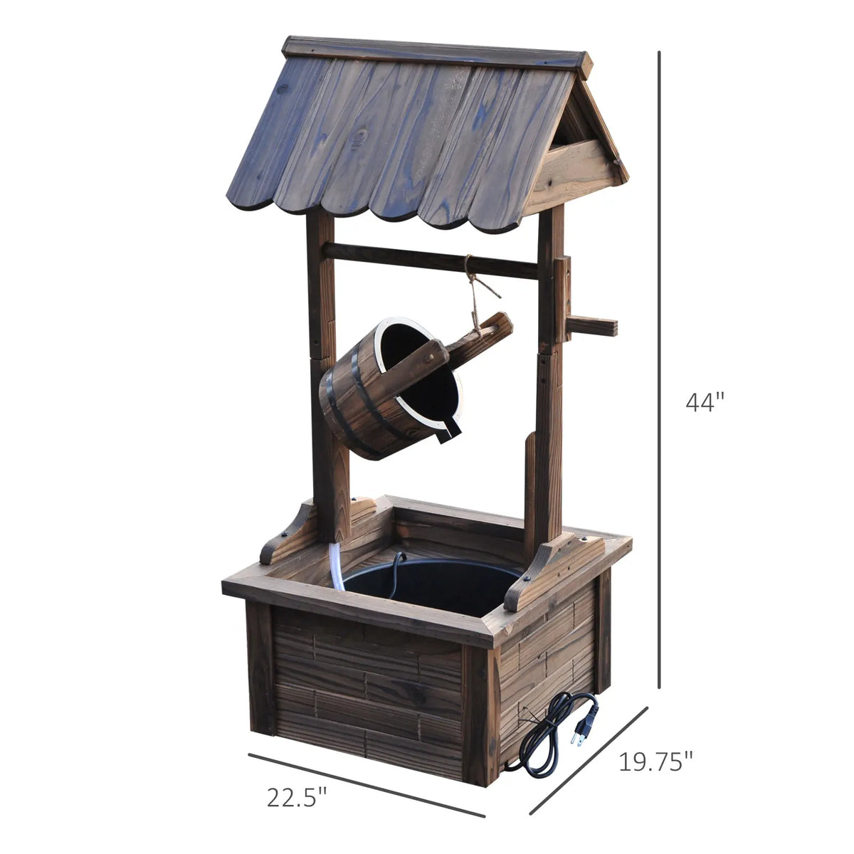 Outsunny Wooden Wishing Well Outdoor Electric Water Fountain With Pump