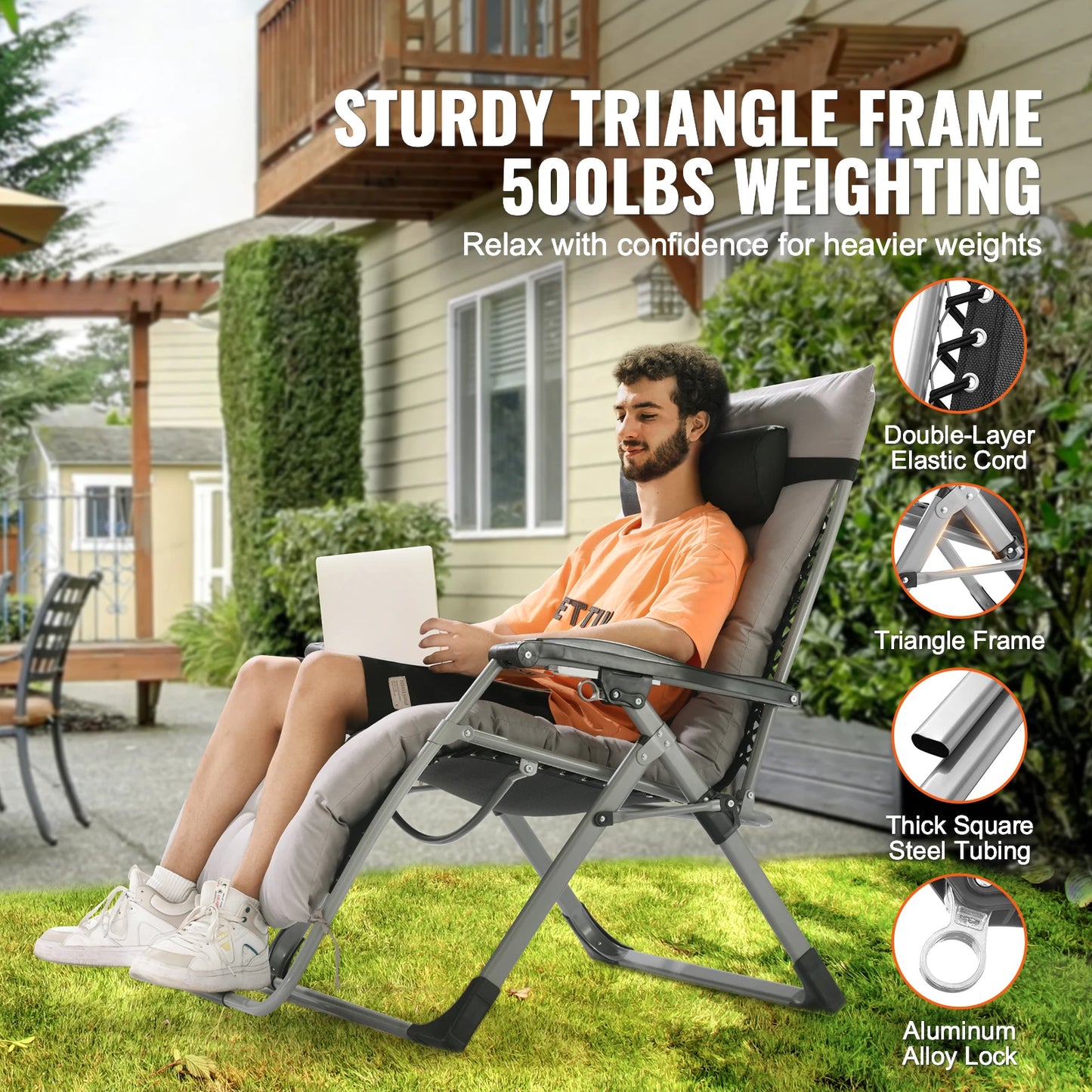 SucceBuy Zero Gravity Chair With Adjustable Recline And Cupholder