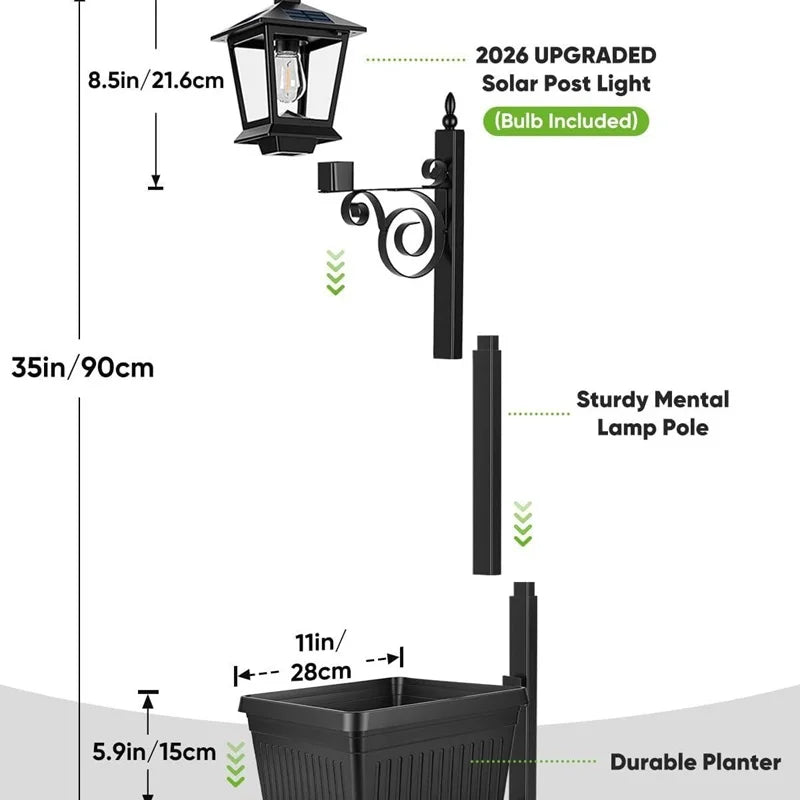 Outdoor Solar Light Posts With Planters Two Pack For Gardens