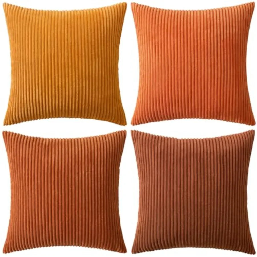 Boho Farmhouse Throw Pillow Covers Set Of 4 Corduroy Cushions