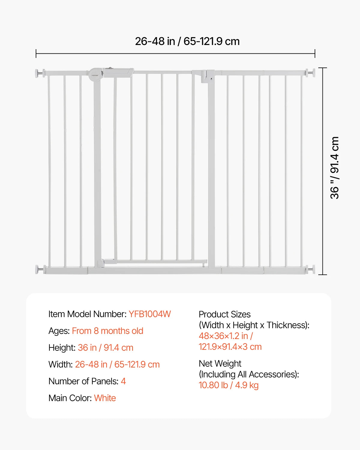 SucceBuy Pressure Mount Baby Gate Child Pet Safety
