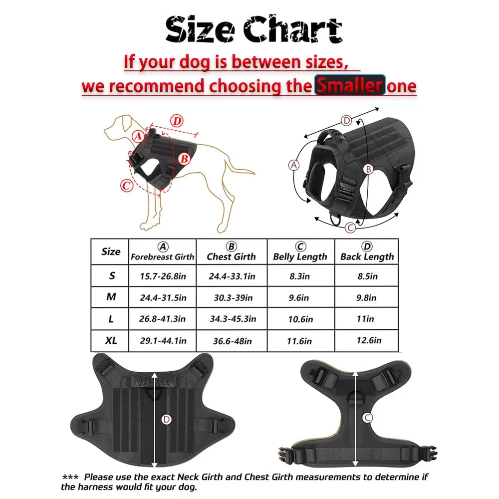 Military Tactical Dog Harness Vest Set For Malinois Training