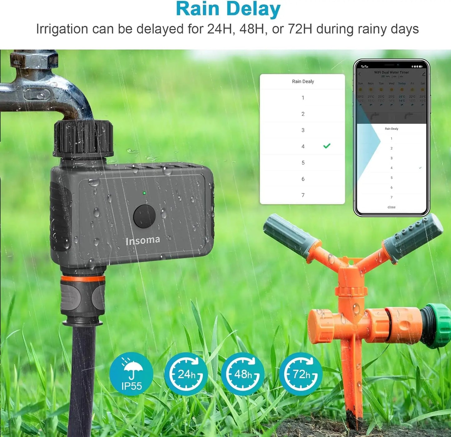 INSOMA WiFi Automatic Sprinkler Timer for Smart Irrigation Alexa