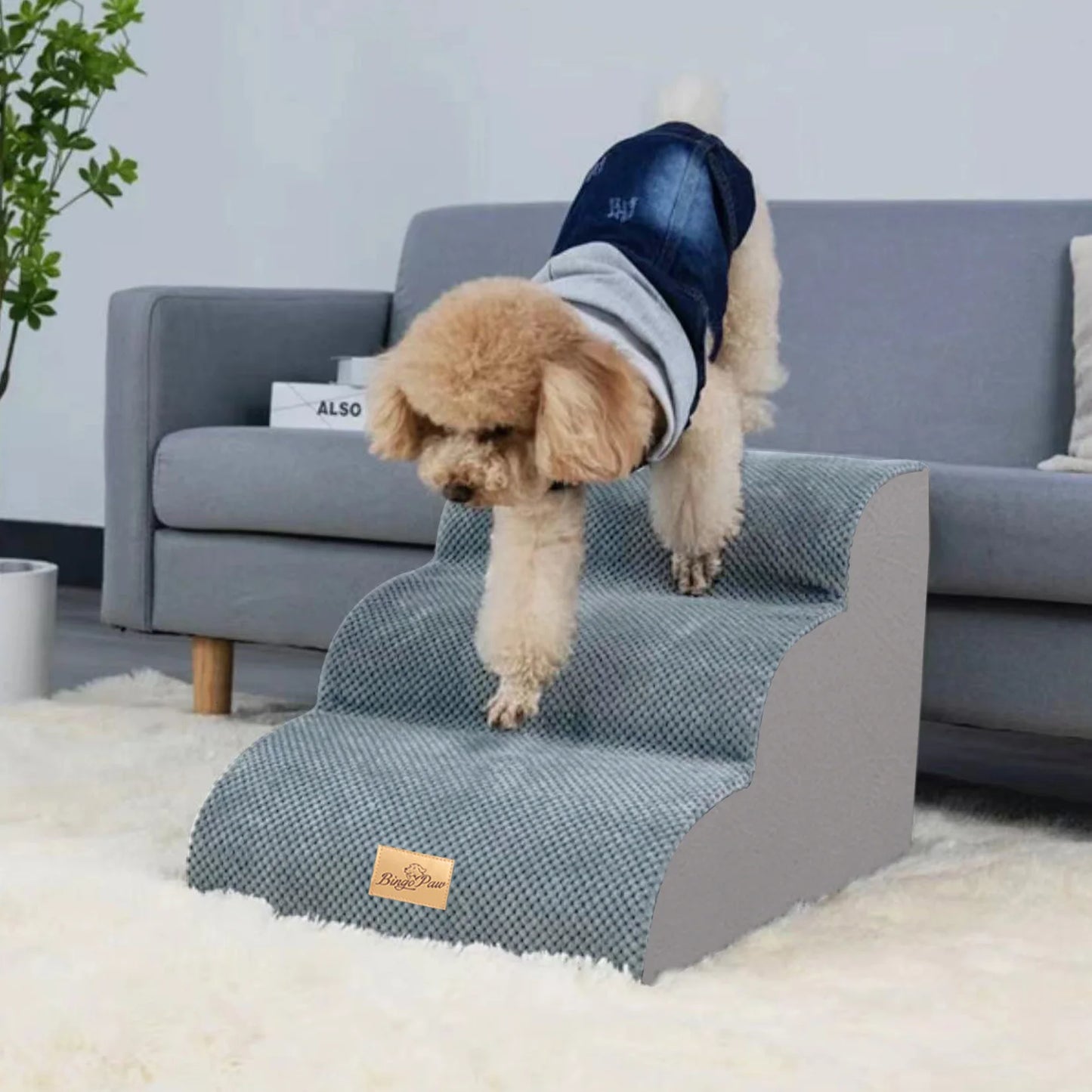Pet Training Stairs With Removable Cover And Non Slip Surface