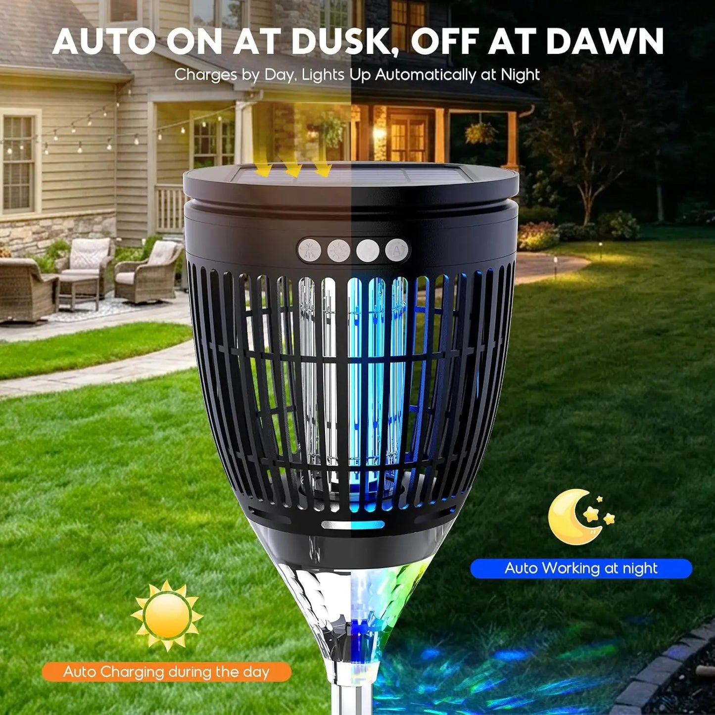 Solar Bug Zapper Outdoor 4200V 3 In 1 Backyard Zapper