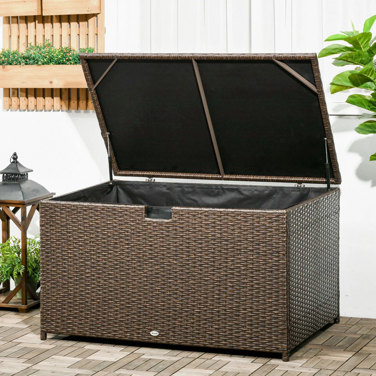 Outsunny Deck Box With Groove Handle For Garden Tools