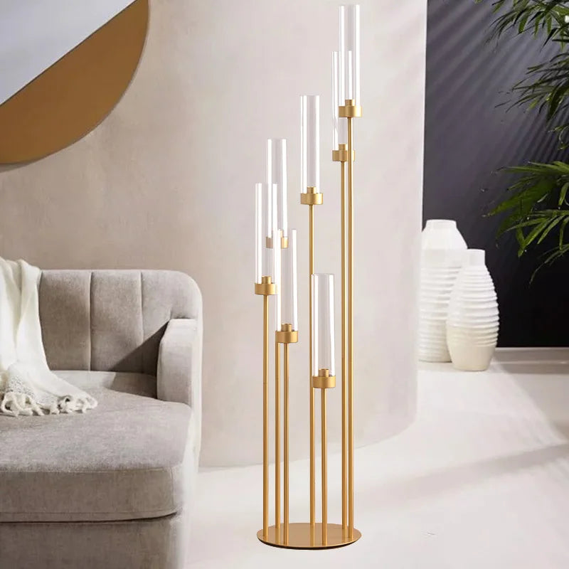 VINCIGANT 4 Pack Seven Arm Floor Candelabra Centerpieces With Acrylic Lampshade
