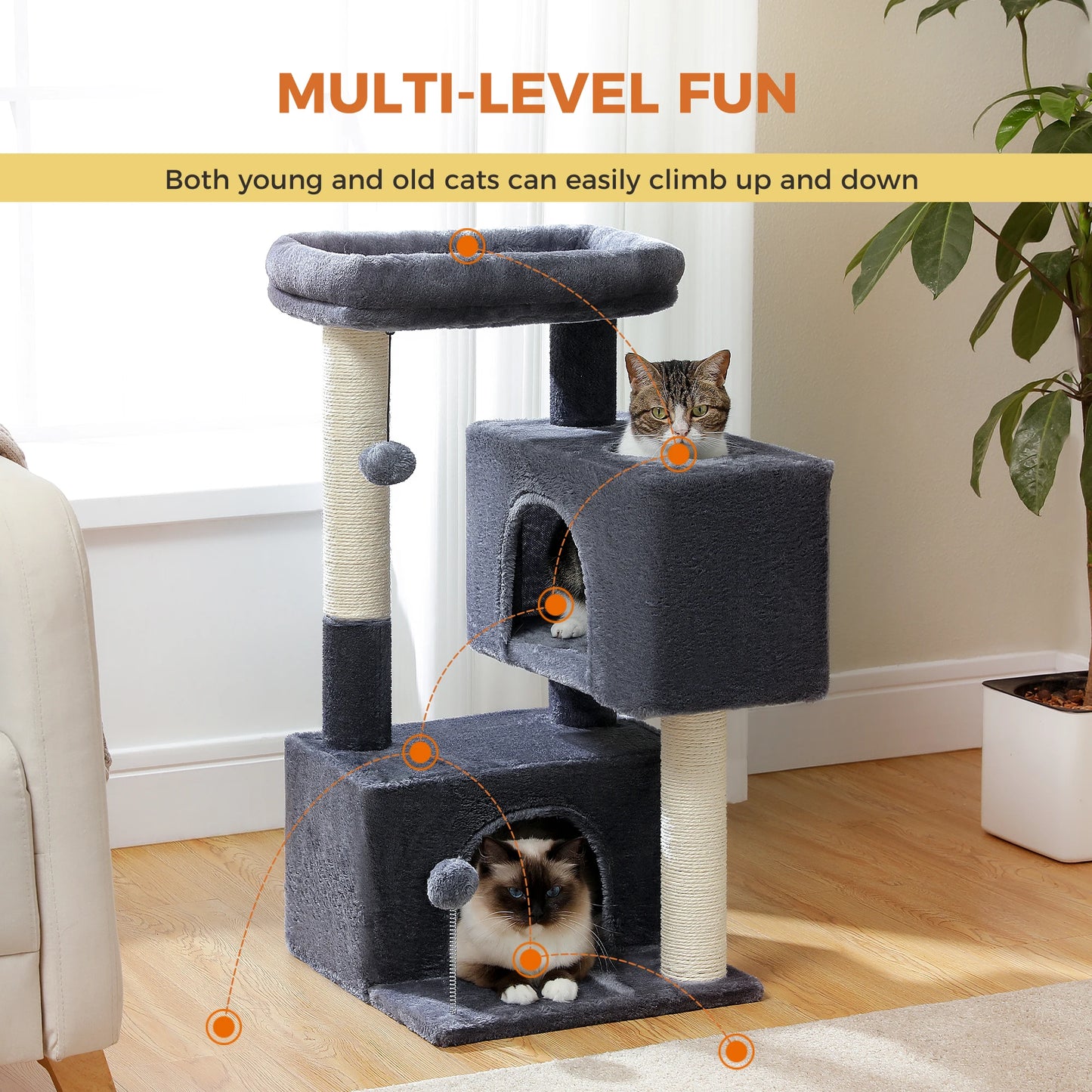 PAWZ Road Multi Level Cat Tree Tower With Scratching Posts