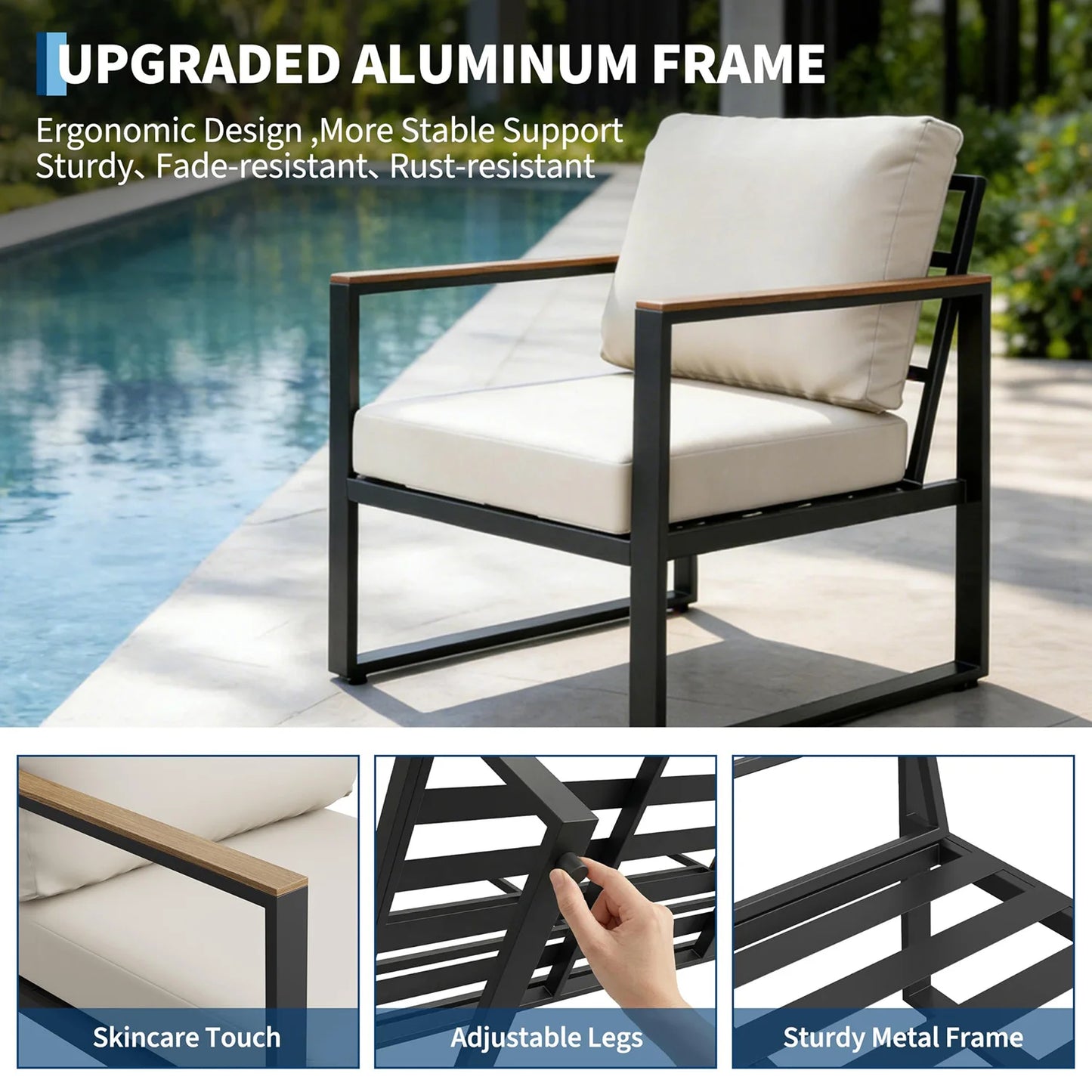 HobbyLane Modern 4 Piece Outdoor Patio Furniture Set With Coffee Table
