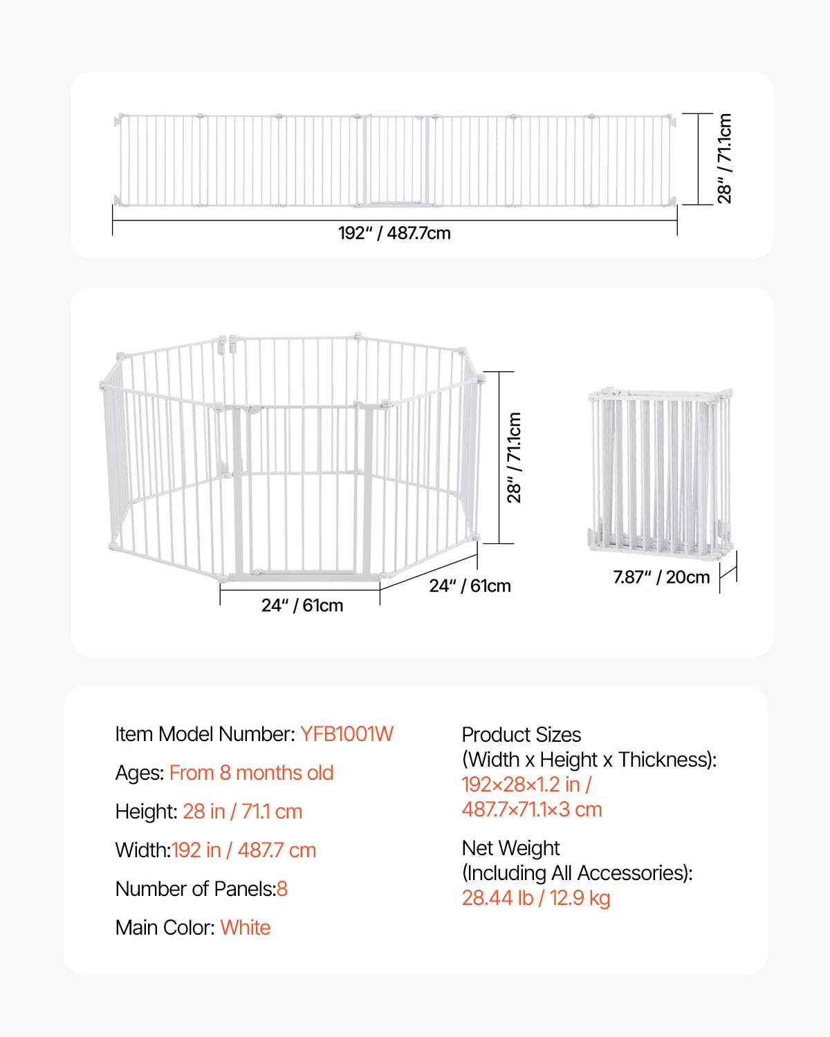 SucceBuy Pressure Mount Baby Gate Child Pet Safety