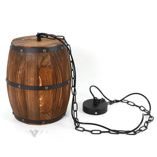 Hanging Vintage Wine Barrel Light Rustic Ceiling Lamp