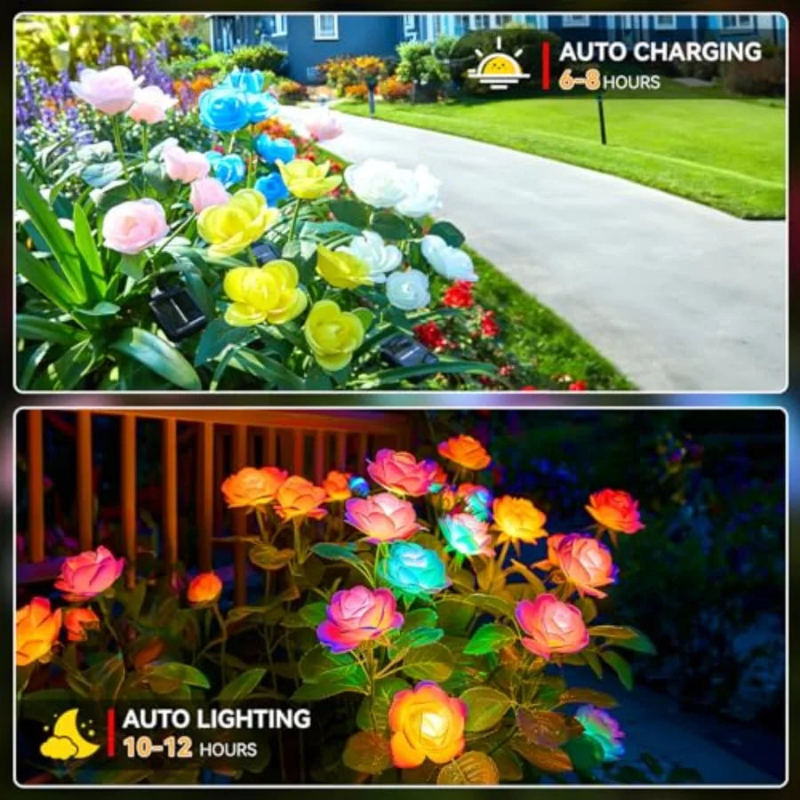 Waterproof Solar Powered Flower Garden Lights for Outdoor Decor