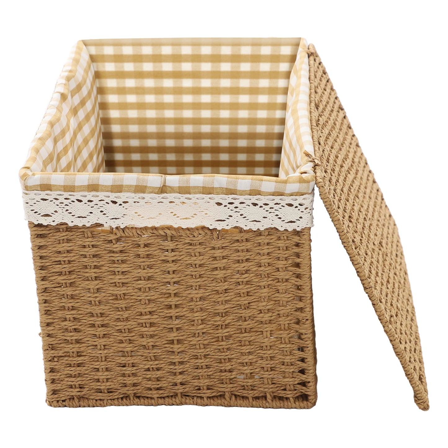 Bymaocar Woven Storage Baskets Set With Lids Sundries Organizer