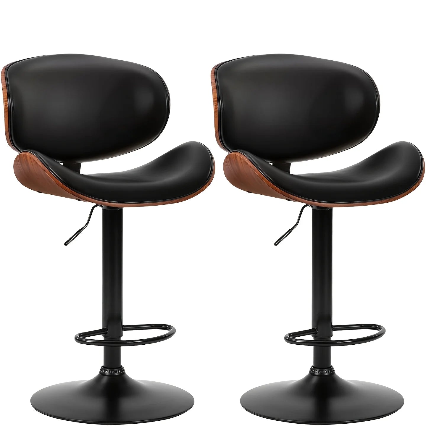 PIYRQ Bar Stool Set PU Leather Seats With Ergonomic Backrest