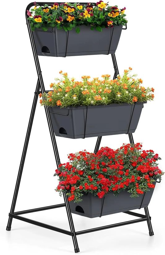 3 Tier Vertical Garden Planter With Drainage Holes And Tray