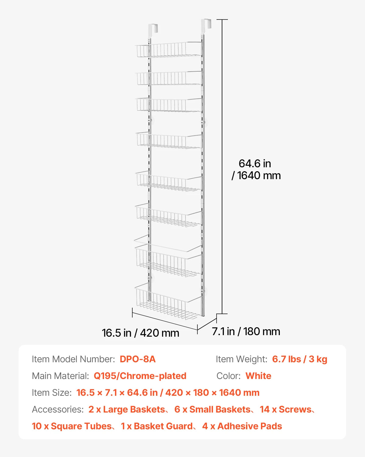 SucceBuy 6-Tier Over-The-Door Pantry Organizer Heavy-Duty Steel