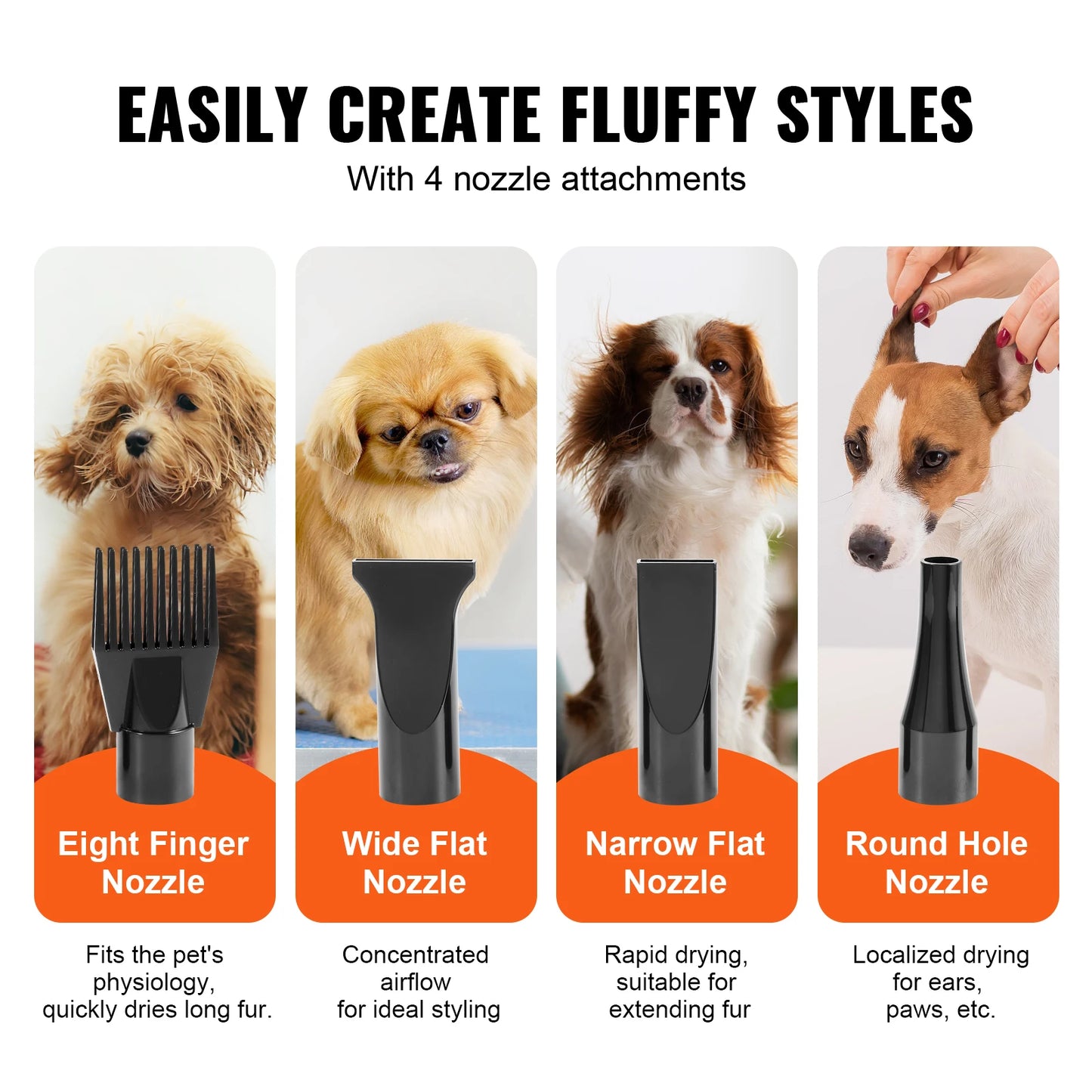 SucceBuy Dog Grooming Dryer With Adjustable Speed And Nozzles