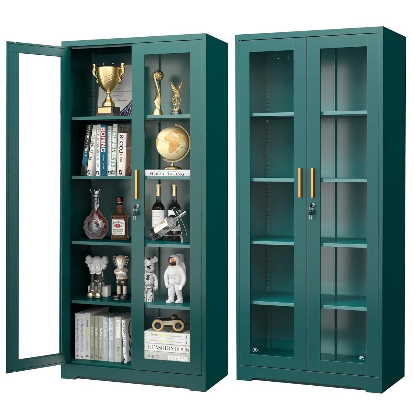 Glass Door Display Cabinet Curio Cabinet With Lock
