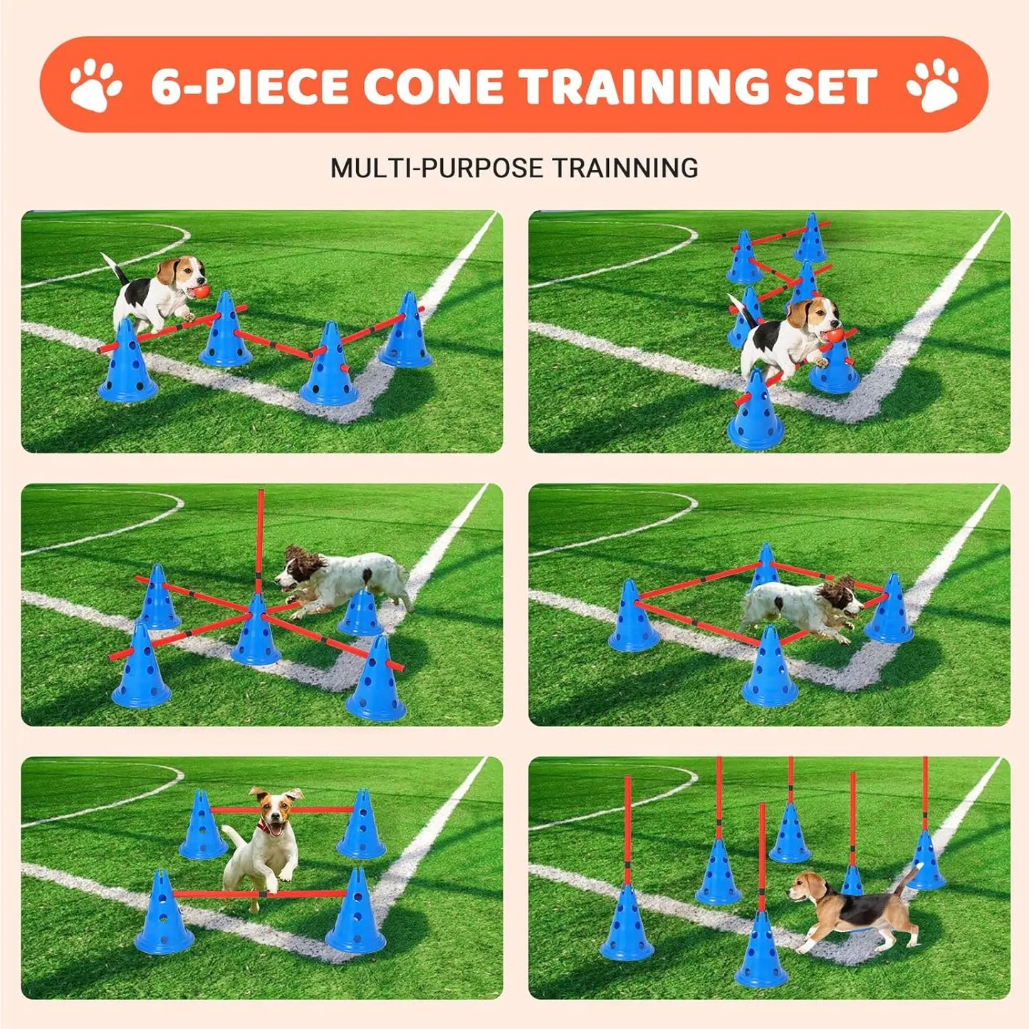HiMISS Dog Agility Hurdle Cone Set With Cones And Rods