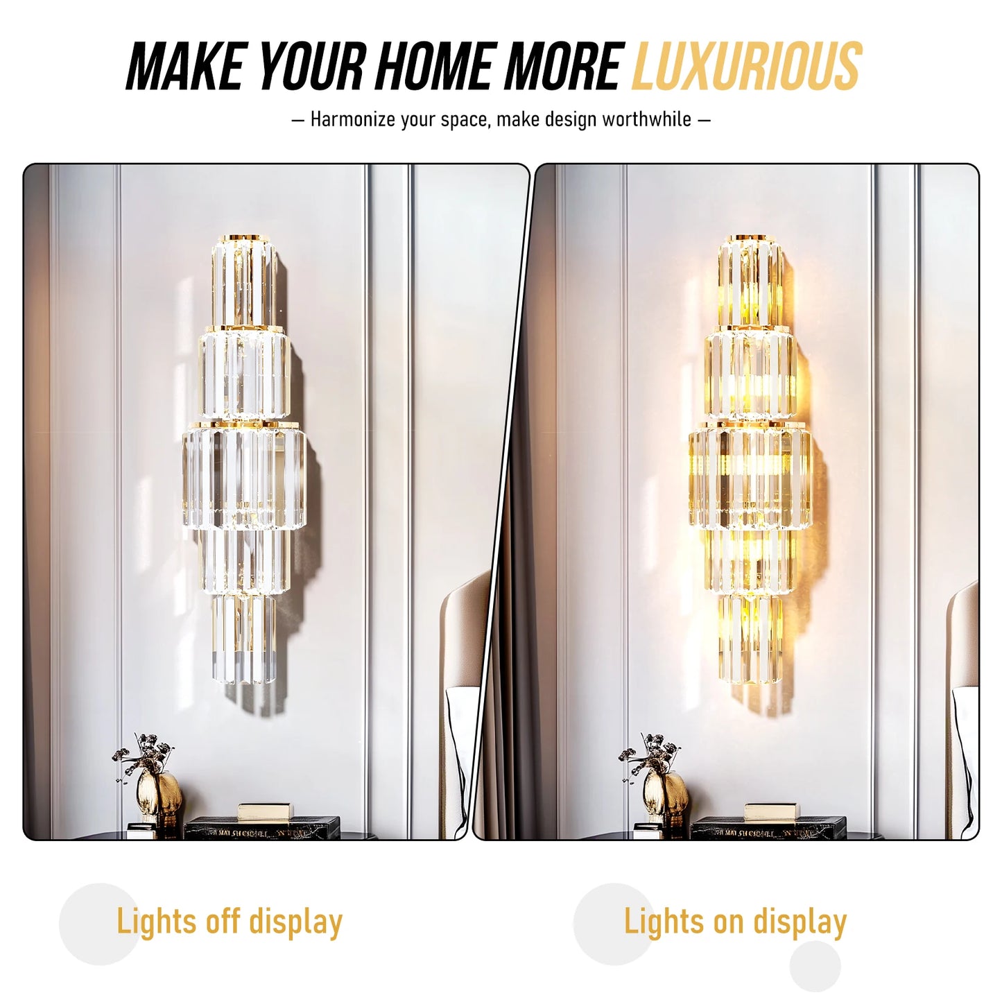 Vrygle Modern Crystal 3-Layer Wall Lamp Sconce LED