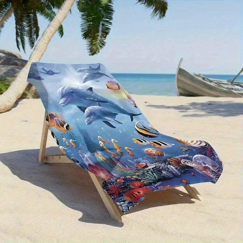 Marine Life Pattern Beach Towel Sun Protective Windproof Outdoor Blanket