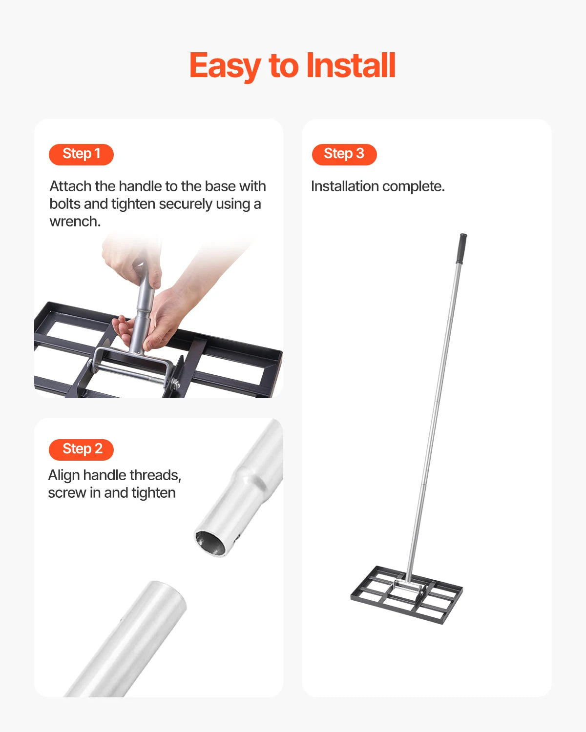 VEVOR Lawn Leveling Rake With Handle For Fast Ground Leveling