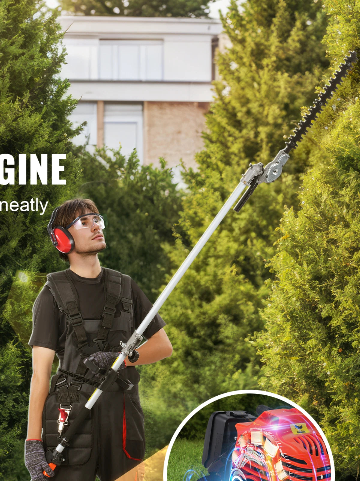 SucceBuy 33cc Gas Six In One Hedge Cutter Pole Saw