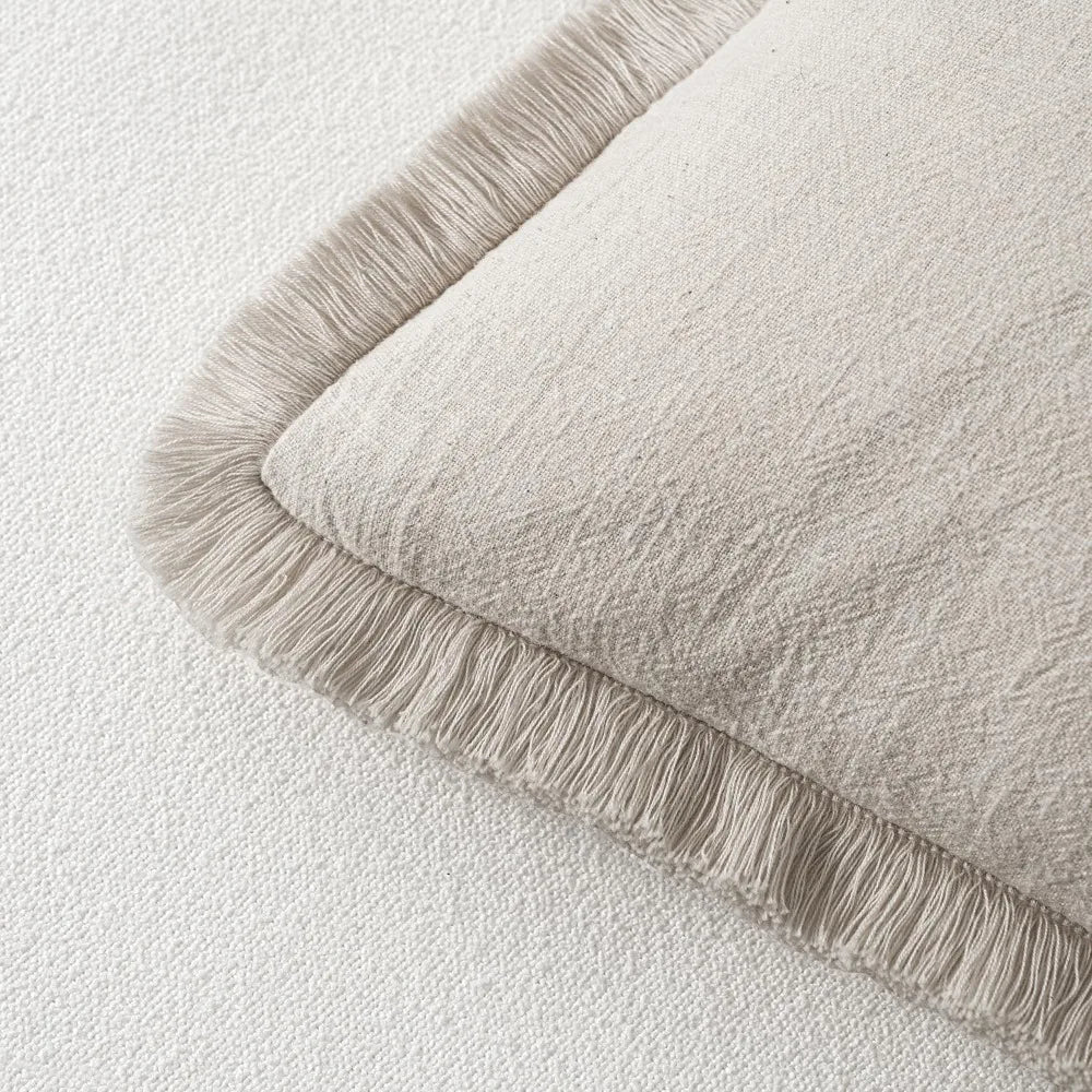 Boho Farmhouse Linen Fringe Pillow Covers Set Of 2