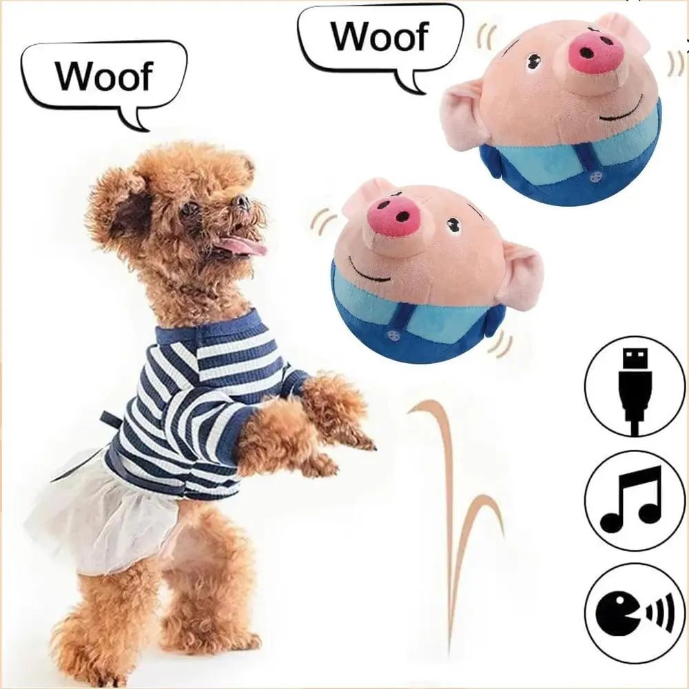 Active Moving Plush Pig Dog Toy USB Rechargeable Interactive Toy